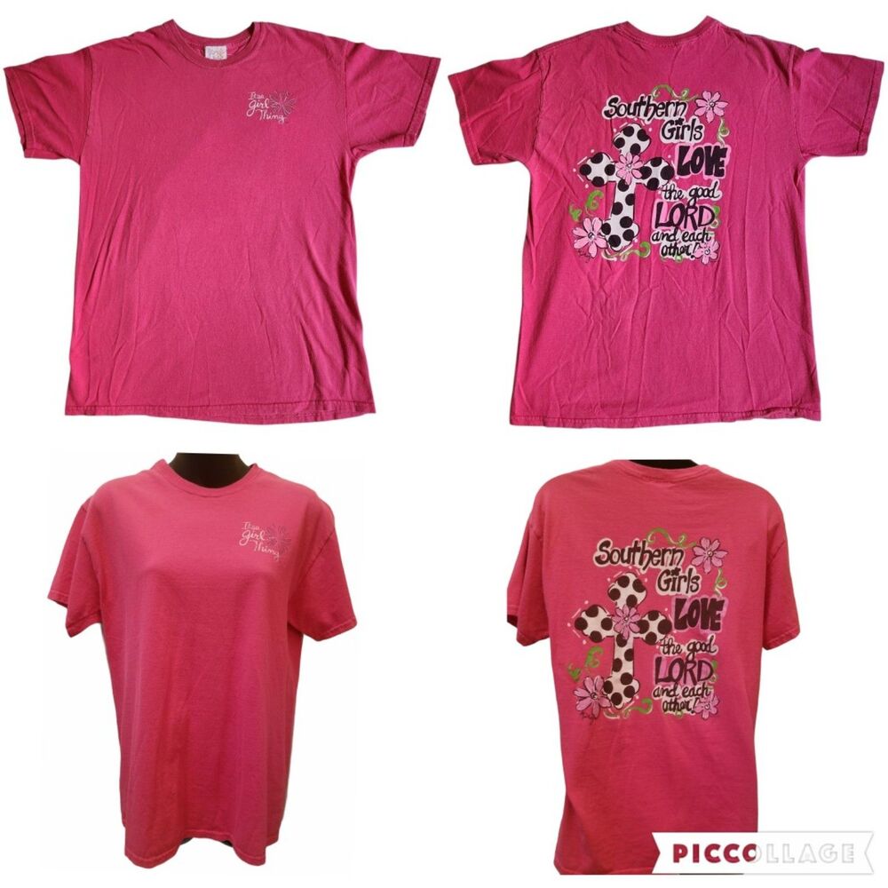 Itsa Girl Thing Pink Southern Girls Graphic T Shirt Sz M